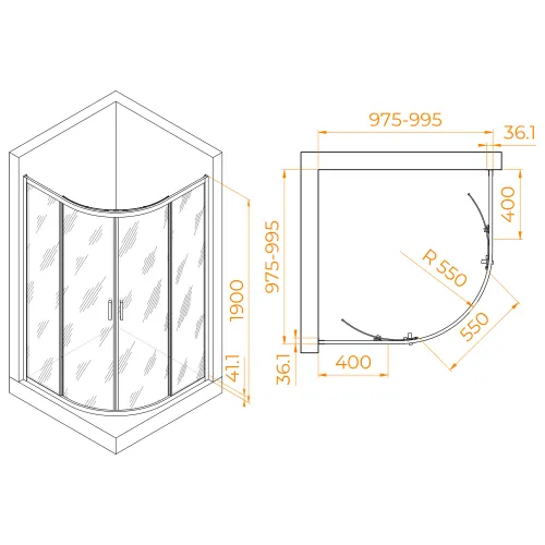Душевой уголок RGW PA-51B, Цвет стекла: прозрачное, Цвет профиля (вариация): Черный, Выбрать размер: 100x100, изображение 48