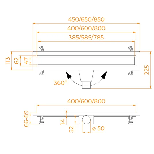 Душевой лоток RGW Drain Leo-31 черный, Выбрать цвет: Чёрный, Выбрать размер: 60, изображение 41