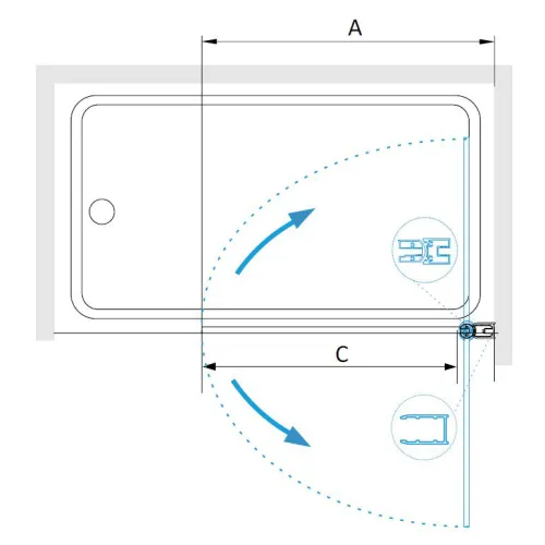 Шторка на ванну RGW SC-109B, Цвет стекла: прозрачное, Цвет профиля (вариация): Черный, Выбрать размер: 60, изображение 60