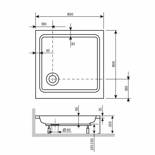 Душевой поддон квадратный RGW STYLE, Выбрать размер: 800x800, изображение 65