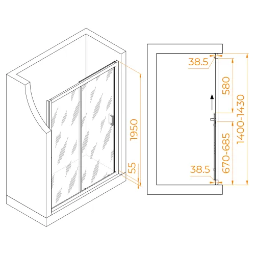 Душевая дверь RGW PA-016, Цвет стекла: матовое, Цвет профиля (вариация): Хром, Выбрать размер: 140, изображение 58