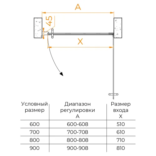 Душевая дверь RGW HO-011, Цвет стекла: прозрачное, Цвет профиля (вариация): Хром, Выбрать размер: 60, изображение 58