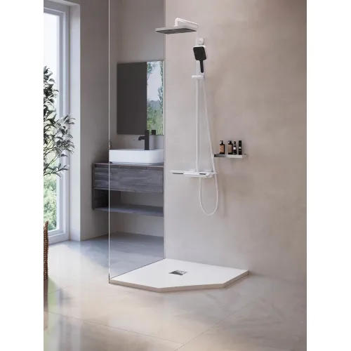 Душевой поддон трапеция RGW ST/T-W Белый, Выбрать цвет: Белый, Выбрать размер: 900x900, изображение 11