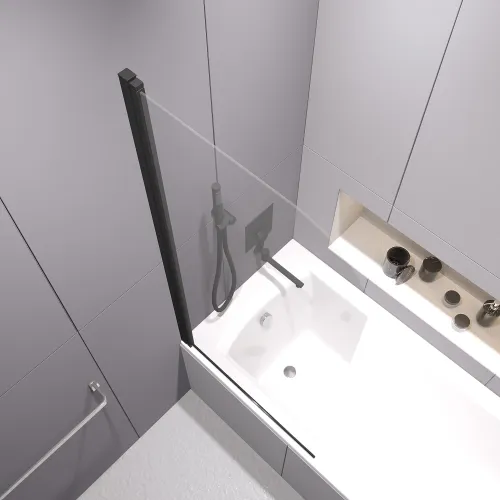 Шторка на ванну RGW SC-109B, Цвет стекла: прозрачное, Цвет профиля (вариация): Черный, Выбрать размер: 60, изображение 44