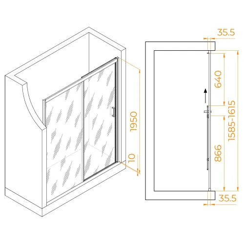 Душевая дверь RGW PA-017B, Цвет стекла: прозрачное, Цвет профиля (вариация): Черный, Выбрать размер: 160, изображение 50