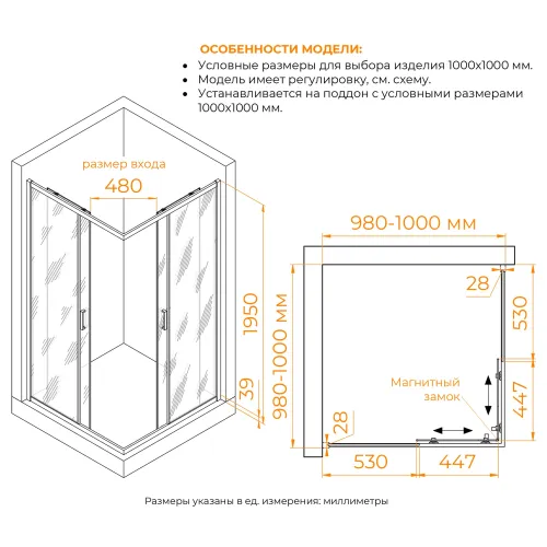 Душевой уголок RGW PA-39, Цвет профиля (вариация): Хром, Выбрать размер: 100х100, изображение 18
