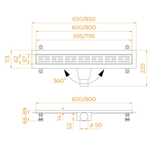 Душевой лоток  RGW Drain Leo-20 хром, Выбрать размер: 80, изображение 78