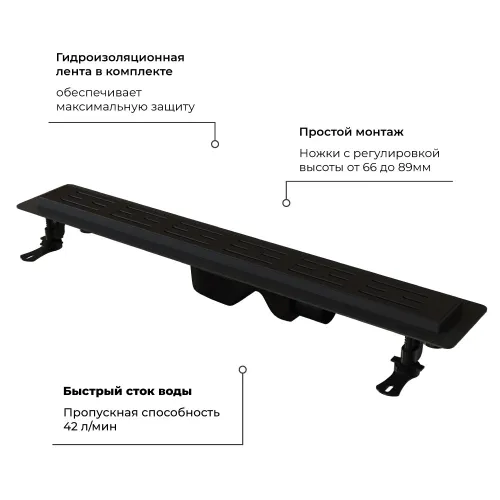 Душевой лоток RGW Drain Leo-30, Выбрать цвет: Черный, Выбрать размер: 60, изображение 12