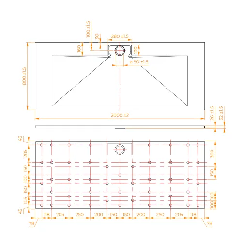 Душевой поддон прямоугольный RGW TKS-Gr Серый, Выбрать цвет: Серый, Тип поддона : Низкий, Выбрать размер: 80х200, изображение 7