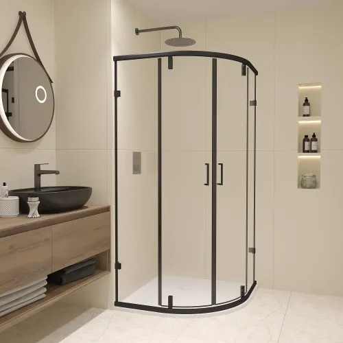 Душевой уголок RGW CL-55B, Цвет стекла: прозрачное, Цвет профиля: Черный, Выбрать размер: 900x900, изображение 11