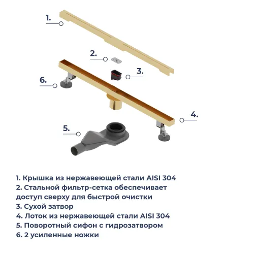 Душевой трап RGW SDR-52Gb золото, Выбрать цвет: Золото, Выбрать размер: 80, изображение 31