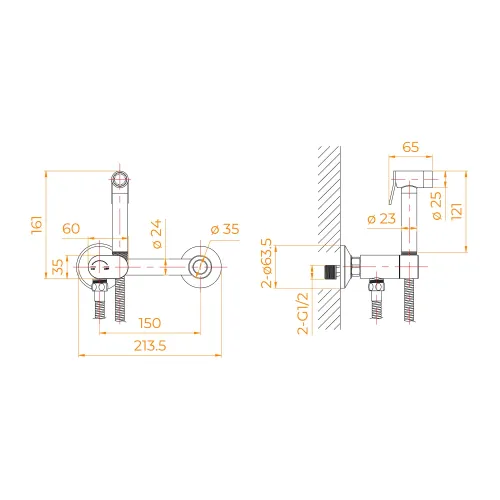 Гигиенический душ с поворотным управлением RGW SP-216Gb, Выбрать цвет: Золото, изображение 18