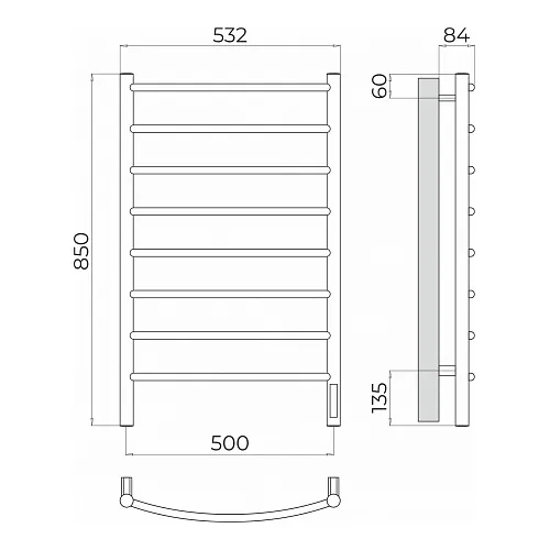 Полотенцесушитель электрический Terminus Классик П8, изображение 3