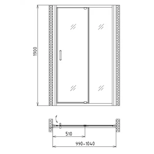 Душевая дверь в нишу распашная Gemy Sunny Bay  100х190 прозрачное стекло, изображение 3