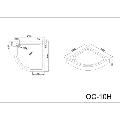 Душевой поддон Black&White  QC-10  100х100, изображение 4
