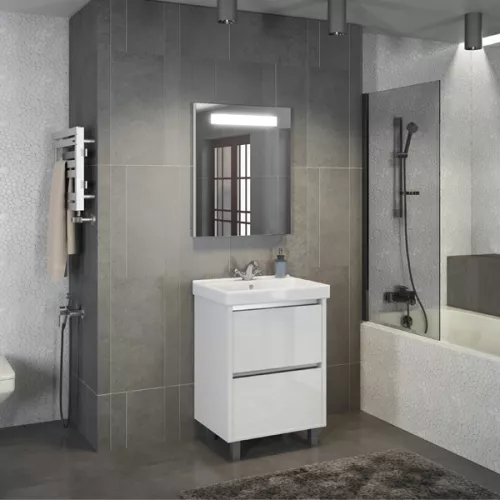 Тумба-умывальник Comforty  Дублин, Выбрать цвет: Белый глянец, Выбрать размер: 60, Комплектация: раковина Comforty 8056, изображение 3