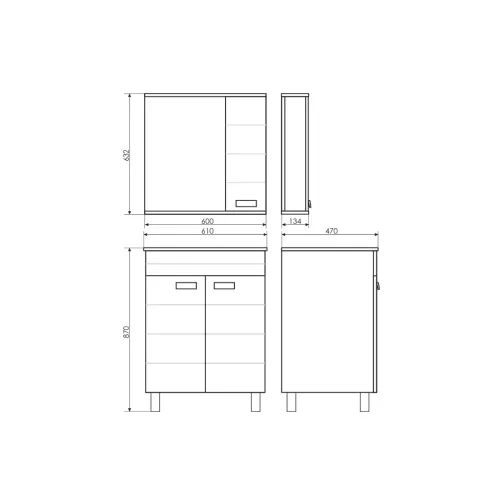 COMFORTY. Тумба-умывальник "Модена М-60/75/90" белая матовая  с раковиной Quadro, Выбрать размер: 60, Выбрать цвет: Белый глянец, Комплектация: раковина Quadro 60, изображение 4