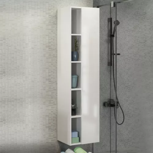 COMFORTY. Шкаф-колонна "Милан-40" белый глянец, изображение 3