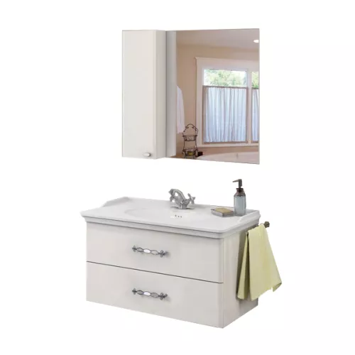 COMFORTY. Тумба-умывальник "Неаполь-65/80/100" белый глянец с раковиной COMFORTY, Выбрать размер: 100, Выбрать цвет: Белый глянец, Комплектация: раковина 50180, изображение 2