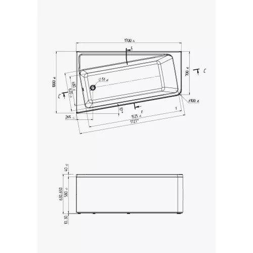 Ванна 1Marka DIRECT  L/R, Выбрать размер: 170x100, Ориентация: Левая, изображение 11
