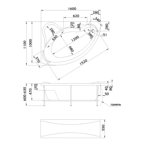 Ванна 1Marka CATANIA L/R, Выбрать размер: 150x105, Ориентация: Правая, изображение 15