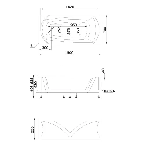 Ванна 1Marka ELEGANCE, Выбрать размер: 150x70, изображение 3