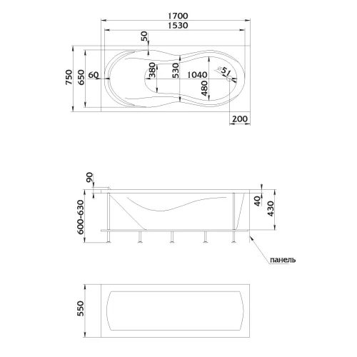 Ванна 1Marka ENNA 170x75, изображение 7