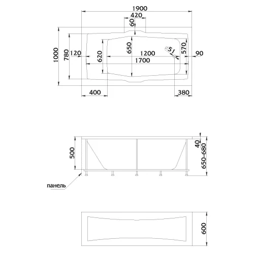 Ванна 1Marka KORSIKA 190x100, изображение 6