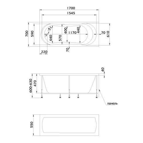 Ванна 1Marka  LIBRA 170х70, изображение 6