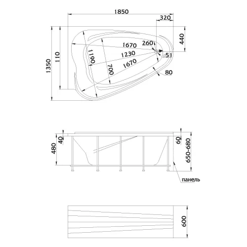 Ванна 1Marka  LOVE 185x135 L/R, Выбрать размер: 185*135, Ориентация: Левая, изображение 12