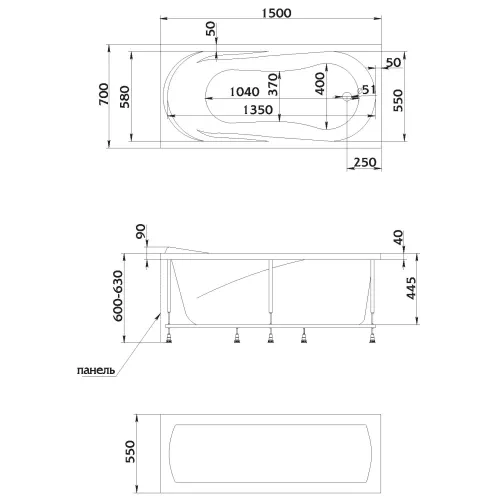 Ванна 1Marka MEDEA 150x70, изображение 7