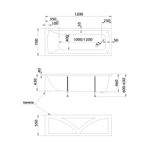 Ванна 1Marka MODERN, Выбрать размер: 120*70, изображение 9