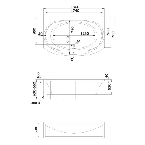 Ванна Marka One SIRAKUSA 190x120, изображение 9