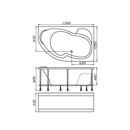 Ванна 1Marka AURA  L/R, Выбрать размер: 150x105, Ориентация: Левая, изображение 7