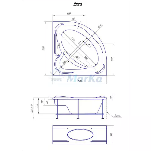 Ванна 1Marka IBIZA 150х150, изображение 3