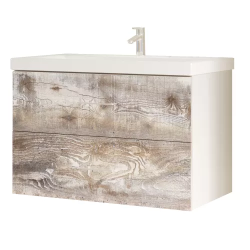 Тумба подвесная с раковиной 1 Marka  Бетон Push