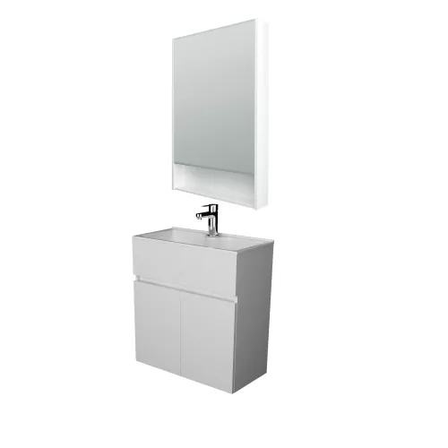 Тумба подвесная с раковиной 1Marka Mira, Выбрать цвет: Белый, изображение 7