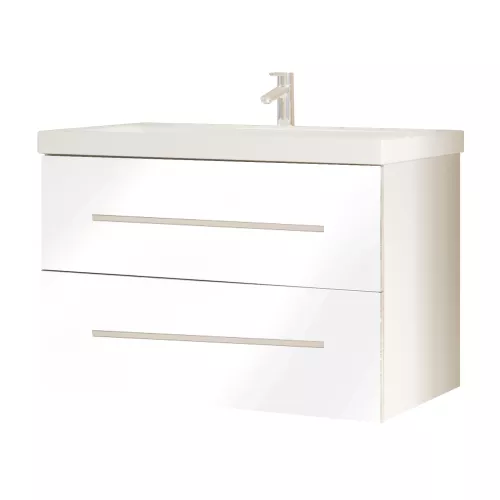 Тумба подвесная 1 Marka с 2 ящиками, ручки рейлинг, Выбрать размер: 60, Выбрать цвет: Белый