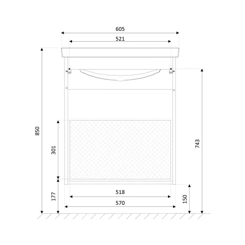 Тумба подвесная с раковиной 1Marka Aris, Выбрать цвет: Белый, Выбрать размер: 60, изображение 6