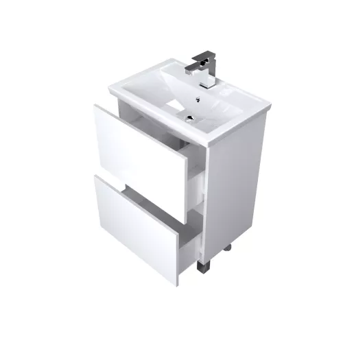 Тумба напольная без раковины 1Marka Aris 2 ящика, Выбрать размер: 60, Выбрать цвет: Белый, изображение 3