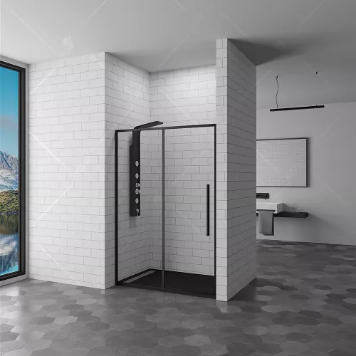 Душевая дверь RGW SV-12B, Цвет стекла: прозрачное, Цвет профиля: Черный, Выбрать размер: 100, изображение 2