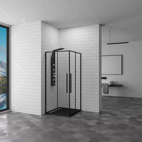 Душевой уголок RGW SV-31B, Цвет стекла: прозрачное, Цвет профиля: Черный, Выбрать размер: 800x800, изображение 2