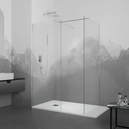 Перегородка для душа RGW WA-020 (WA-010 (2 шт.) + S-1220), Цвет стекла: прозрачное, Цвет профиля: Хром, Выбрать размер: 800*1000