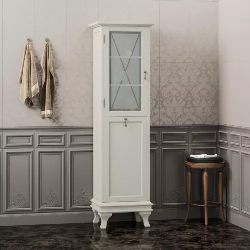 Пенал левый/правый с бельевой корзиной OPADIRIS Борджи слоновая кость, Выбрать цвет: Слоновая кость, Ориентация: Левая, изображение 6