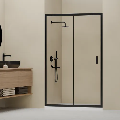 Душевая дверь RGW CL-14B, Цвет стекла: прозрачное, Цвет профиля (вариация): Черный, Выбрать размер: 100