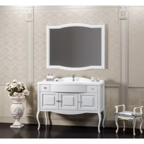 Тумба напольная с раковиной OPADIRIS Лаура -120  Белый матовый/swarovski хром, Выбрать цвет: Белый / Хром, Выбрать размер: 120, изображение 6