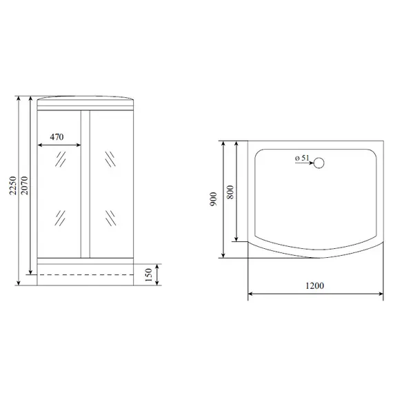 Душевая кабина  прямоугольная Timo Lux T-7715  120*90*225