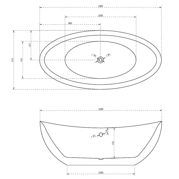 Акриловая ванна ABBER AB9248 180х87