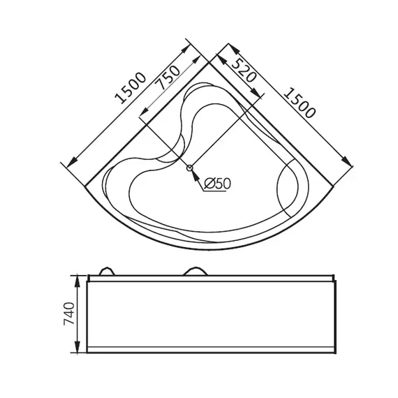 Акриловая гидромассажная ванна Gemy G9041  150*150
