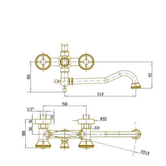 Bronze De Luxe Royal Комплект для ванной и душа двухручковый